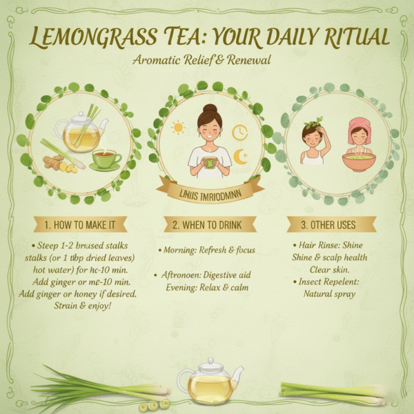 Fresh Green Lemongrass with roots