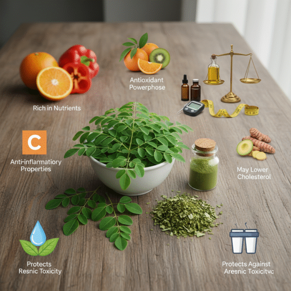 Fresh Green Moringa/sojne leaves with branches